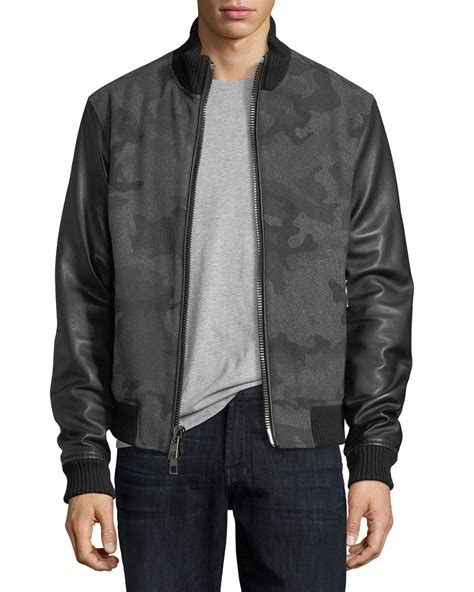 michael kors camo leather jacket|Michael Kors bomber jacket women's.